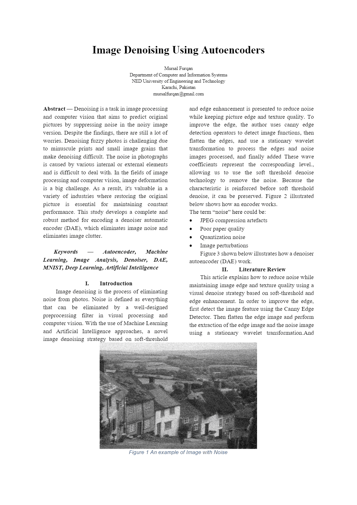 Image Denoising Using Autoencoders